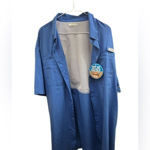 Men's Columbia Men's Bahama™ II Short-Sleeve Shirt Blue (2XL)